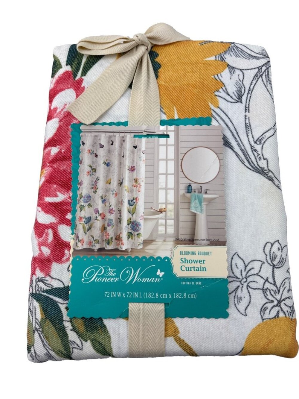 *The Pioneer Woman Blooming Bouquet Fabric Shower Curtain 72 X72 NWT